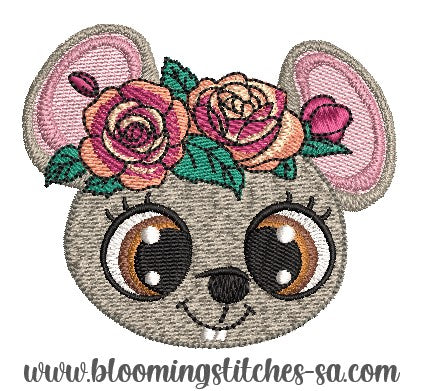 Big Eyed Mouse Face with Roses