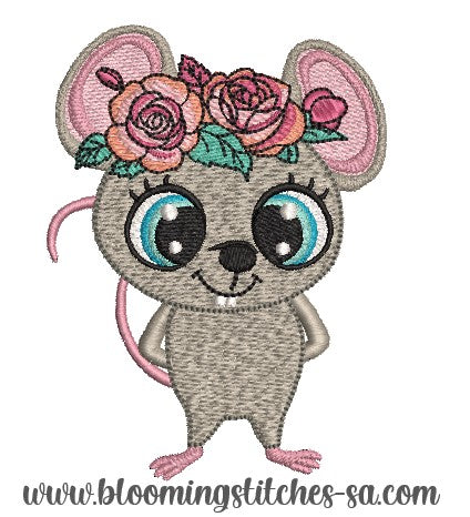 Big Eyed Mouse with Roses