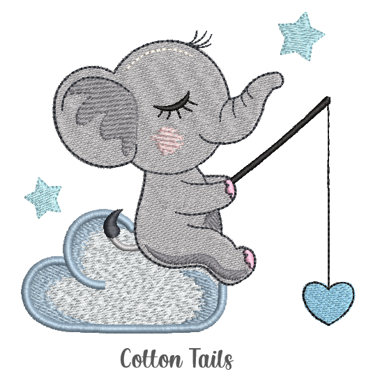 Elephant on cloud (fishing heart)