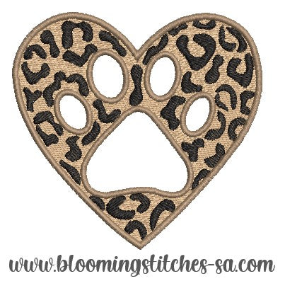 Heart with Leopard print & Paw