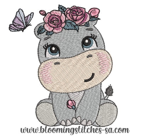 Hippo with Roses
