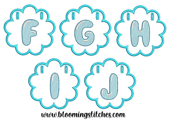 FLOWER SHAPE BANNER WITH JELLYBEAN LETTERS FGHIJ