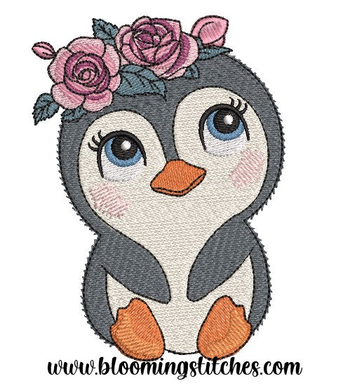 Penguin with roses