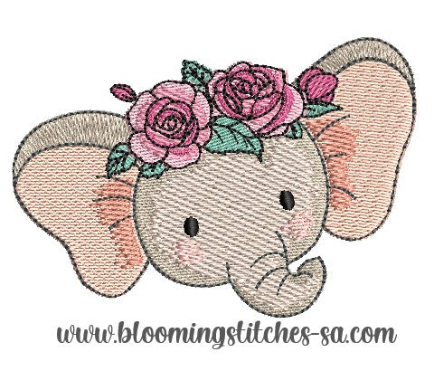 Elephant Head with Roses