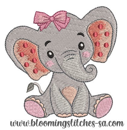 Girl elephant with bow