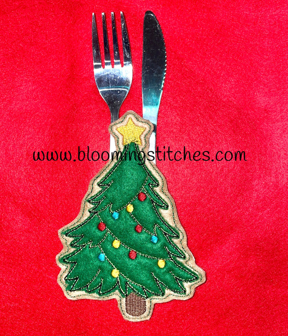 Christmas Tree Cutlery Holder ITH 5X7