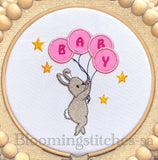 Bunny flying with balloons