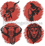 Sunset Silhouette African Animals SET 4