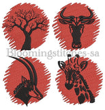 Sunset Silhouette African Animals SET 5