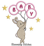Bunny flying with balloons