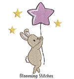 Bunny flying with star balloon