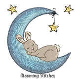 Bunny sleeping on moon