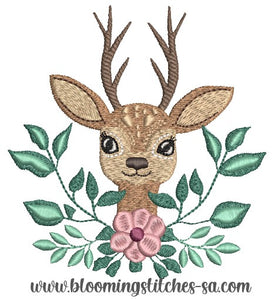 Deer head and wreath