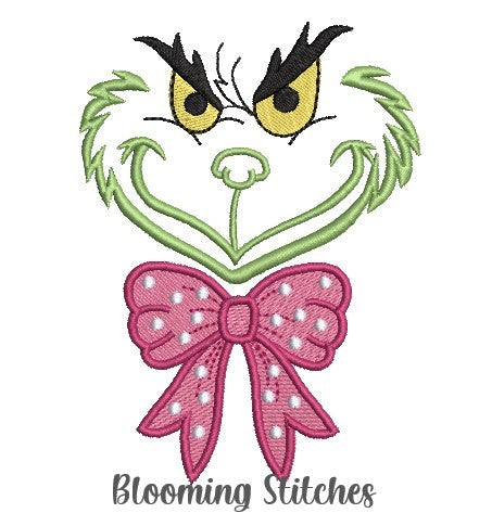 Grinch with polka dot bow