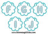 FLOWER SHAPE BANNER WITH JELLYBEAN LETTERS FGHIJ