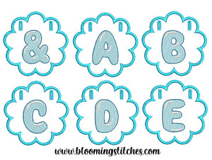 FLOWER SHAPE BANNER WITH JELLYBEAN LETTERS ABCDE&