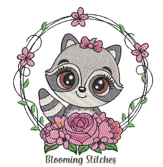 Raccoon in wreath