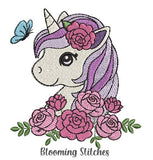 Unicorn head with flowers