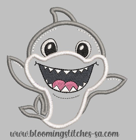 Baby Shark Appliqué – Blooming Stitches