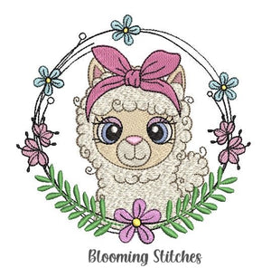 Llama Girl in Wreath