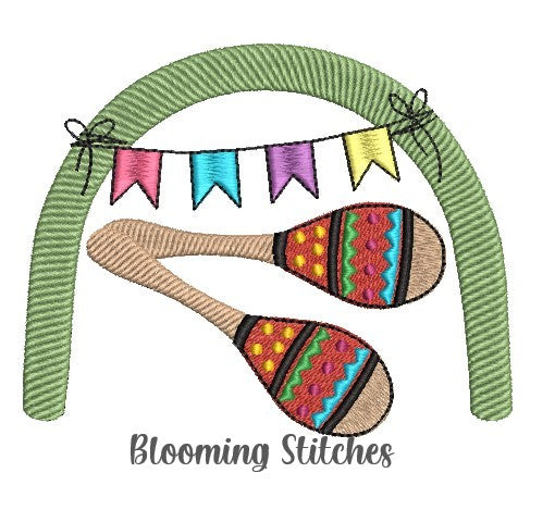 Mexican rainbow with marakas