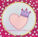 Heart With Crown Appliqué
