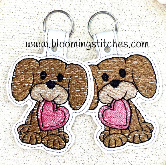 Dog with heart Key Fob